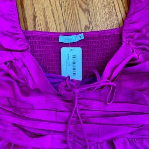 Satin Fuchsia Cropped Top Size L- NWT